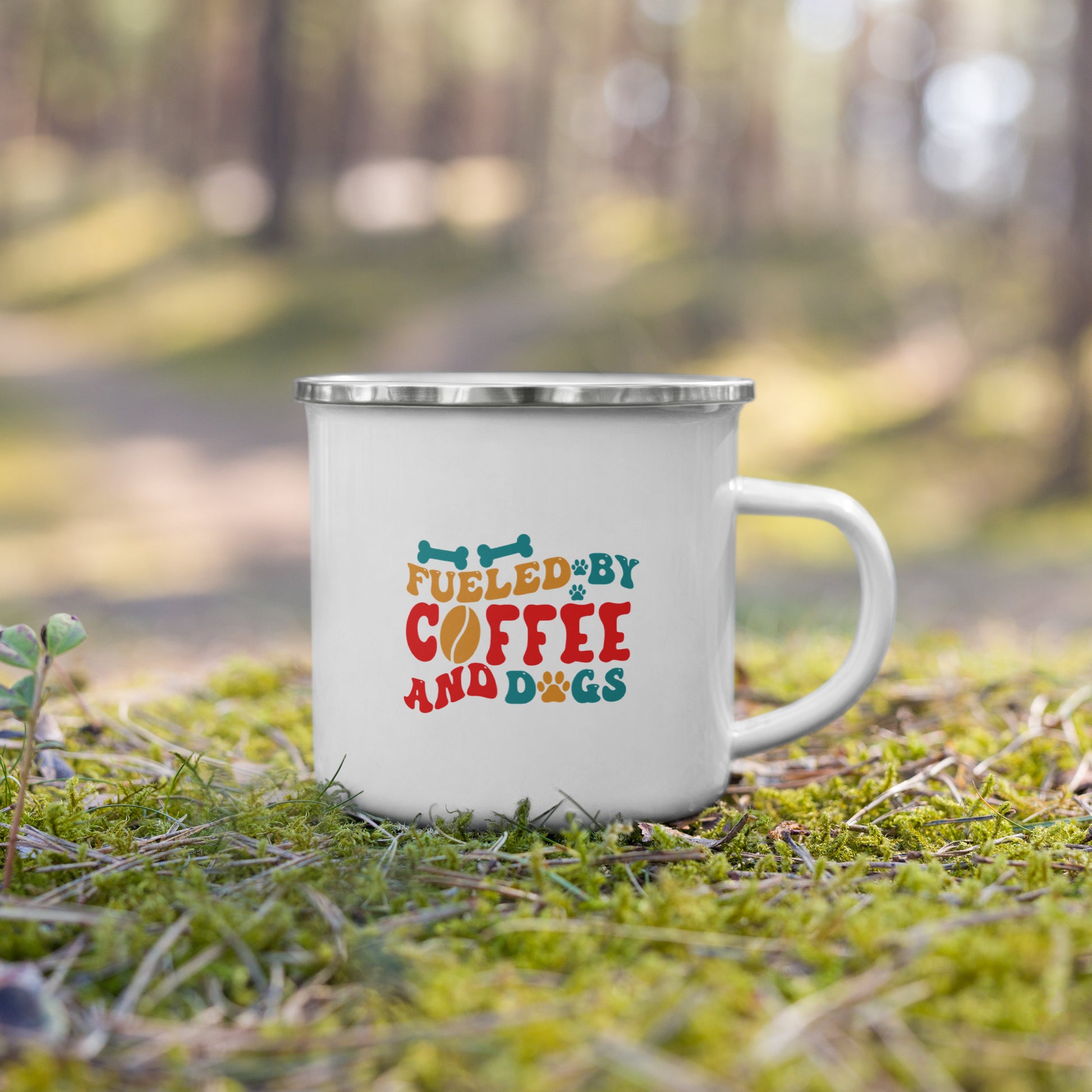 Fueled by Coffee and Dogs Enamel Mug